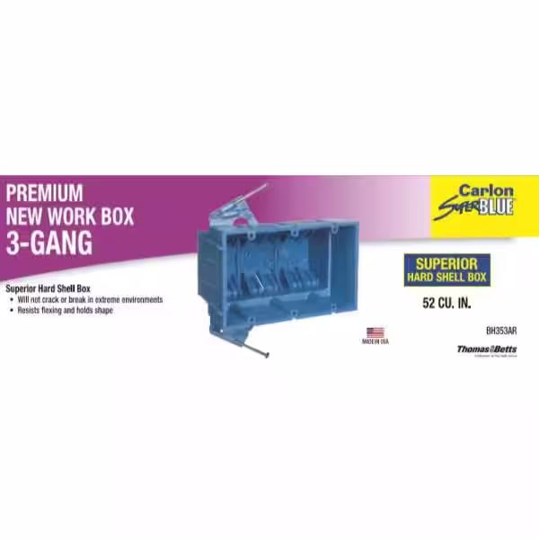 Carlon 3-Gang 53 cu. in. Hard Shell PVC New Work Electrical Switch and Outlet Box