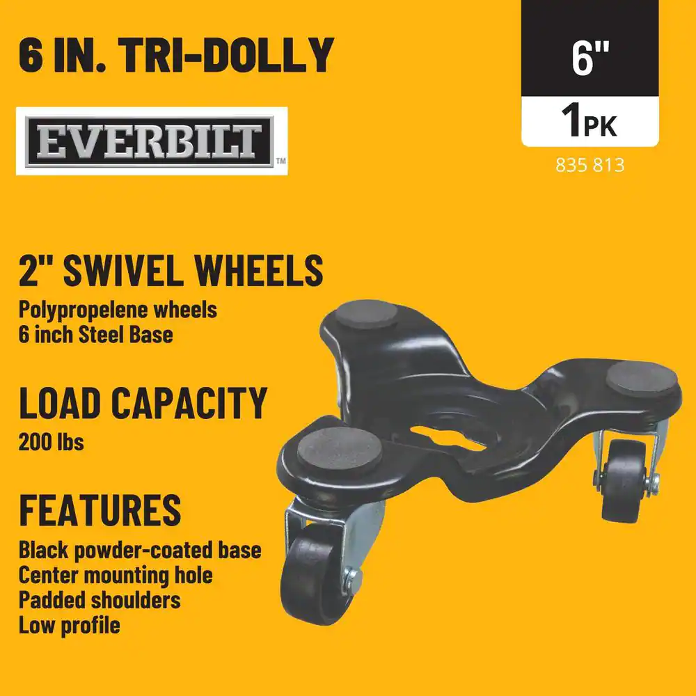 Everbilt 6 in. Steel Tri-Dolly with 200 lb. Load Rating