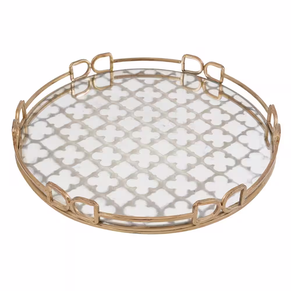 A & B Home 18 in. x 18 in. Rustic Brass Decorative Tray