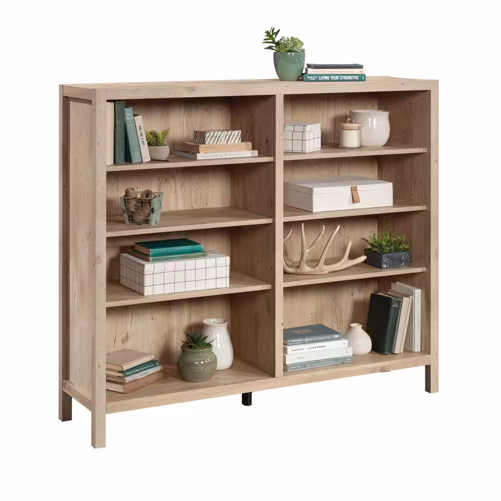 SAUDER Pacific View 47.638 in. Prime Oak 8-Shelf Horizontal Accent Bookcase