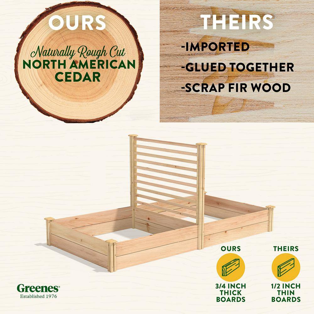 Greenes Fence 4 ft. x 8 ft. X 11 in. Premium Cedar Raised Garden Bed with Trellis
