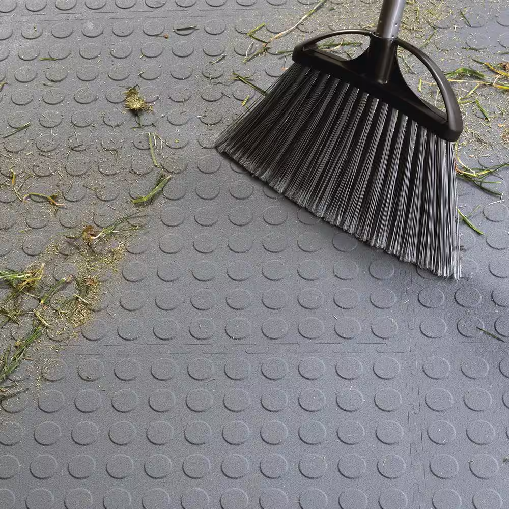 VersaTex Raised Coin Gray 18 in. W x 18 in. L Rubber Interlocking Modular Flooring Tile (54 sq. ft.) 24-Pack