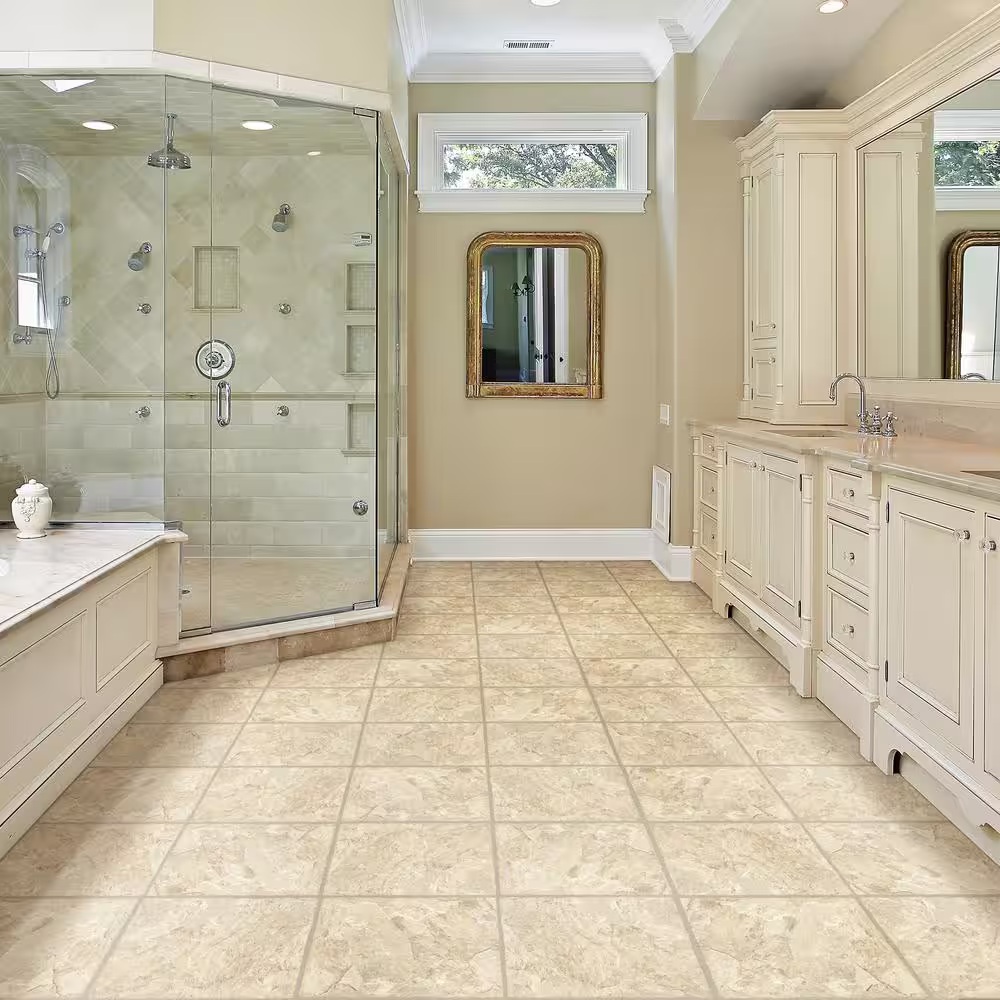 TrafficMaster Sedona 4 MIL x 12 in. W x 36 in. L Grip Strip Water Resistant Vinyl Tile Flooring (24 sqft/case)