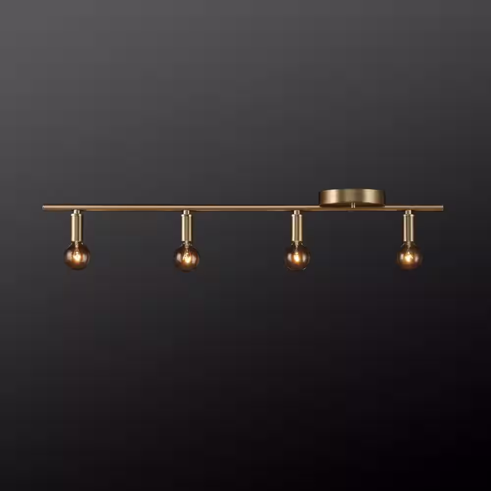 Globe Electric 2.4 ft. 4-Light Slim Matte Brass Fixed Track Lighting Kit