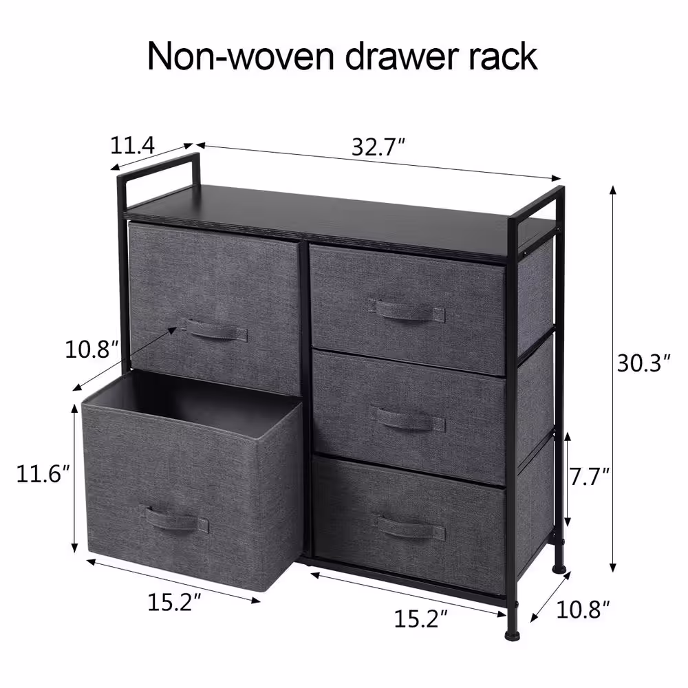 None 32.7 in. W x 30.3 in. H x 11.4 in. D Non-Woven Freestanding Cabinet in Black