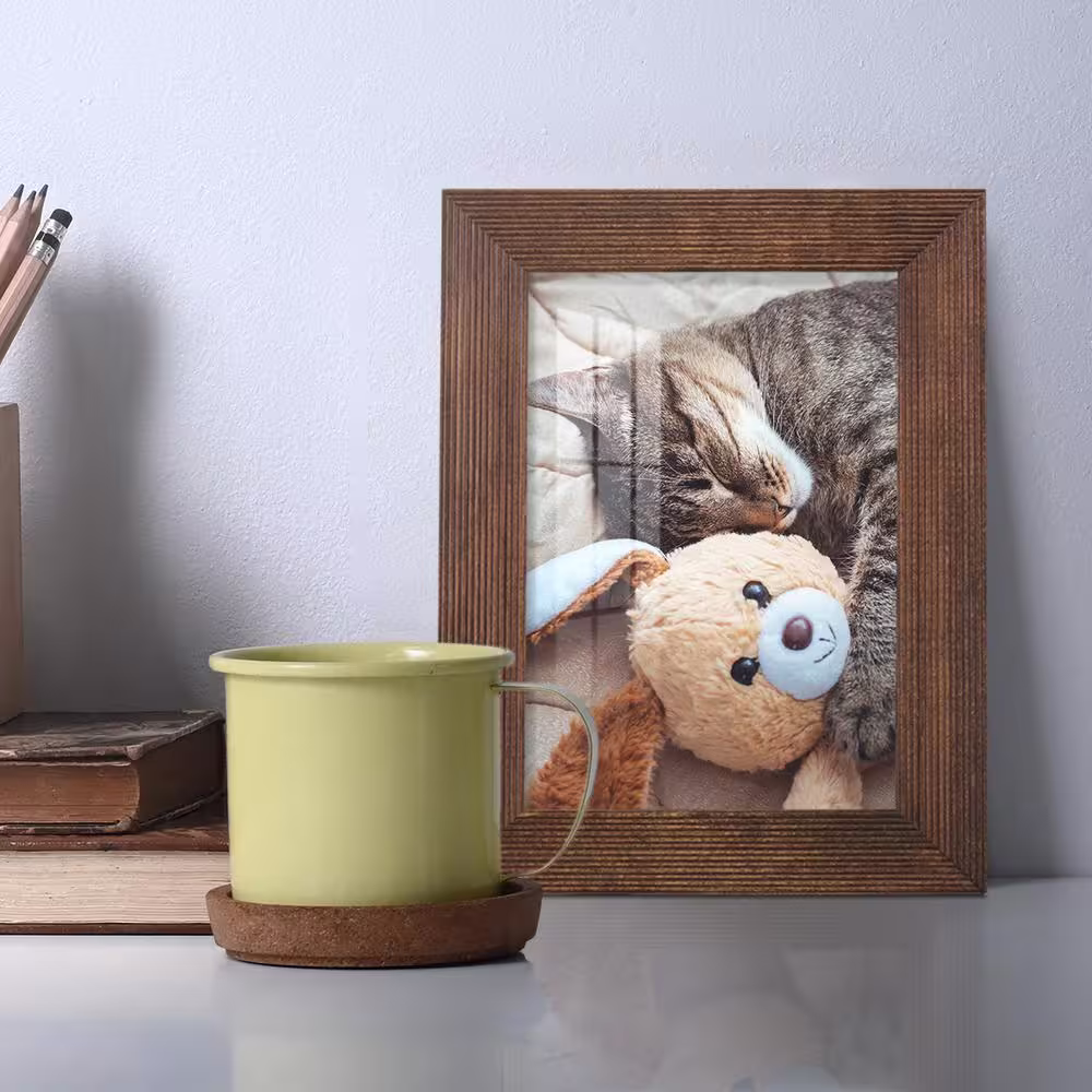 None Grooved 3.5 in. x 5 in. Walnut Picture Frame