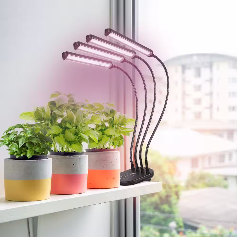Feit Electric 29.5 in. 4 Flexible Head 40-Watt Clamp Mount White LED 3 Adjustable Spectrum Plant Grow Light, White Adjustable Light