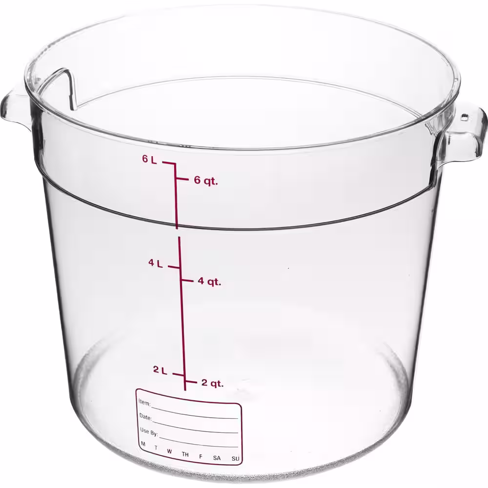 Carlisle 6 qt. Polycarbonate Round Storage Container in Clear (Case of 12)