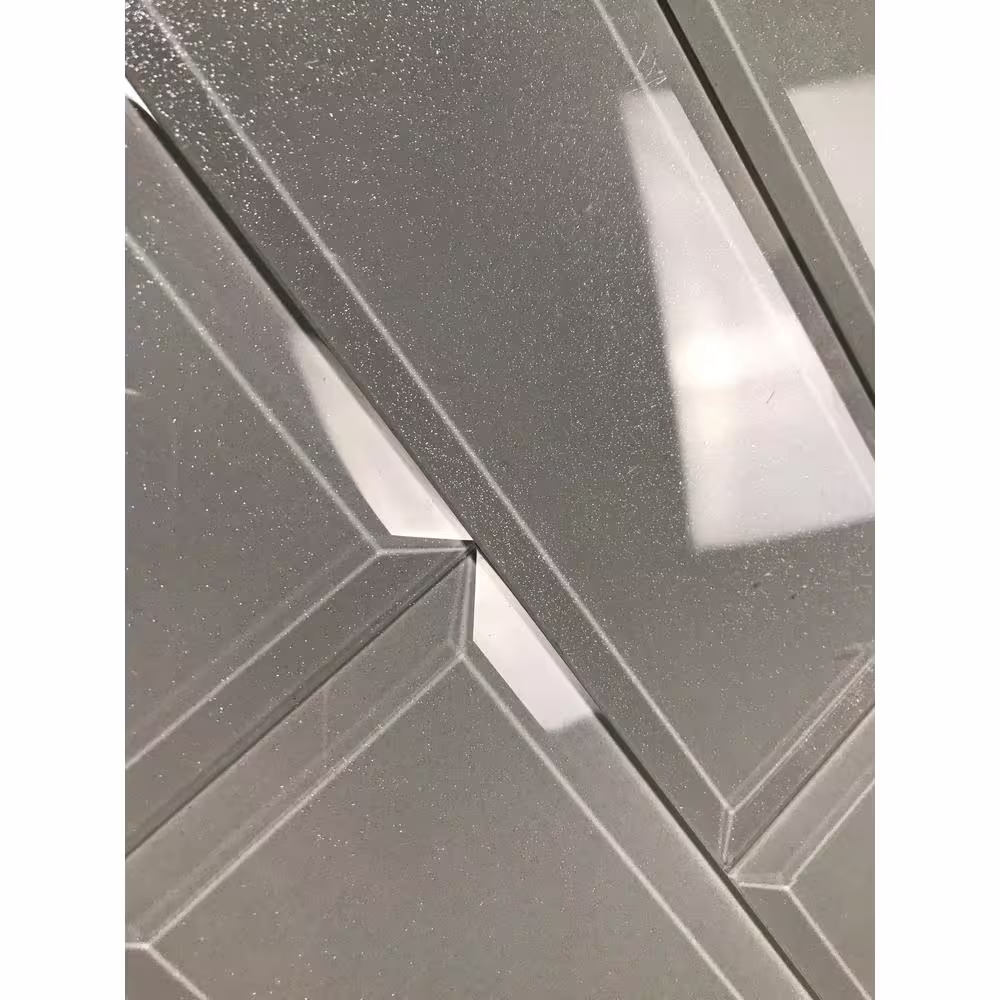 ABOLOS Frosted Elegance Glossy Glittery Gray Beveled Subway 3 in. x 12 in. in. Glass Wall Tile (14 sq. ft./Case)