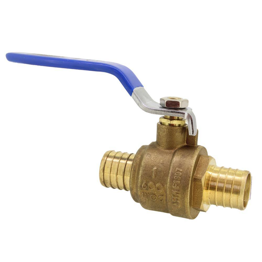 REVALVED 1 in. PEX Full Port Brass Ball Valve With Blue Handle