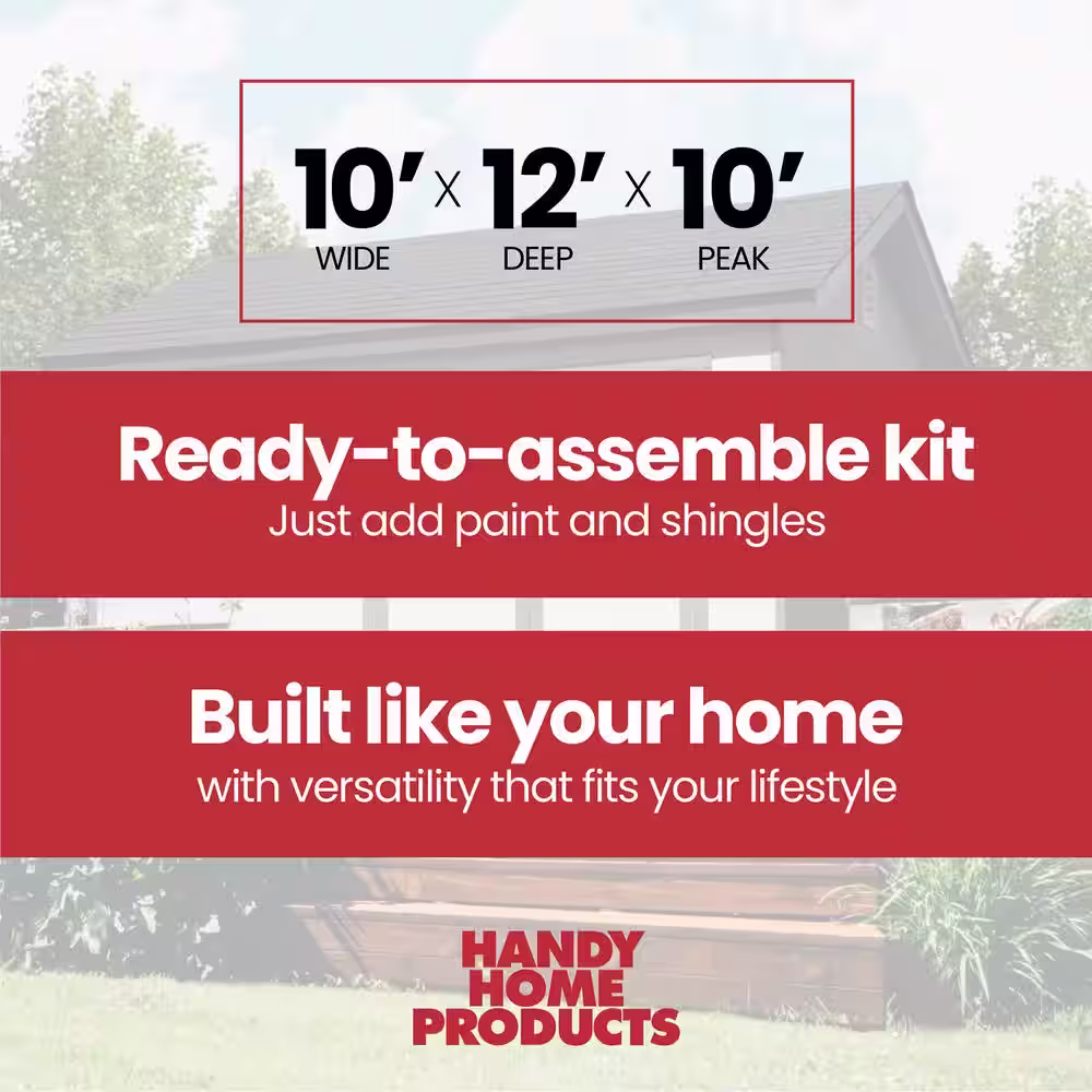 Handy Home Products Do-It Yourself Beachwood 10 ft. W x 12 ft. D Multi-Purpose Wood Shed with Floor (120 sq. ft.)