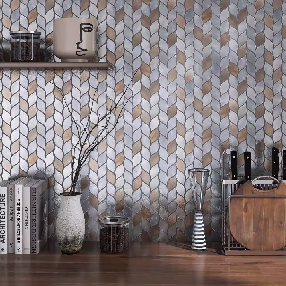 MOLOVO Silvleaf Bronze 12.21 in. x 13.39 in. Geometric Matte Aluminum Mosaic Tile (11.4 sq. ft./Case)