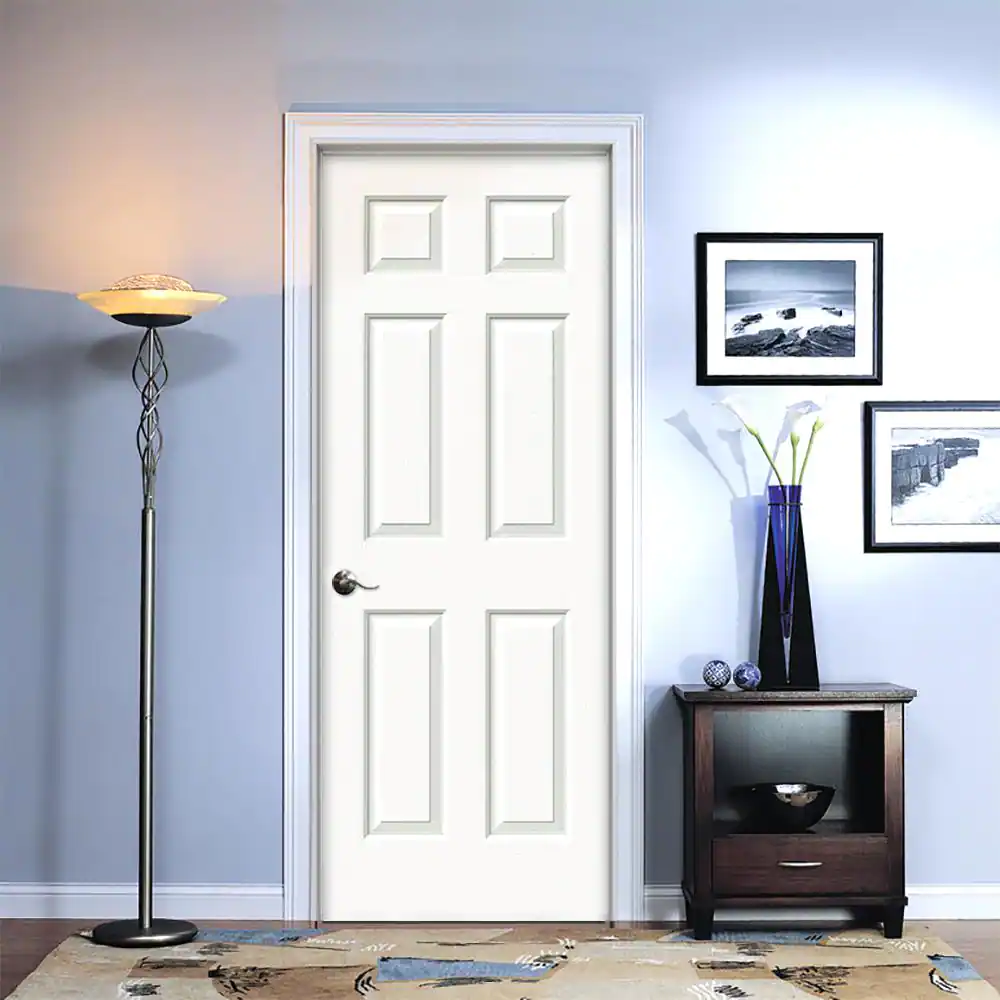 JELD-WEN 30 in. x 80 in. 6 Panel Colonist Primed Right-Hand Textured Molded Composite Single Prehung Interior Door