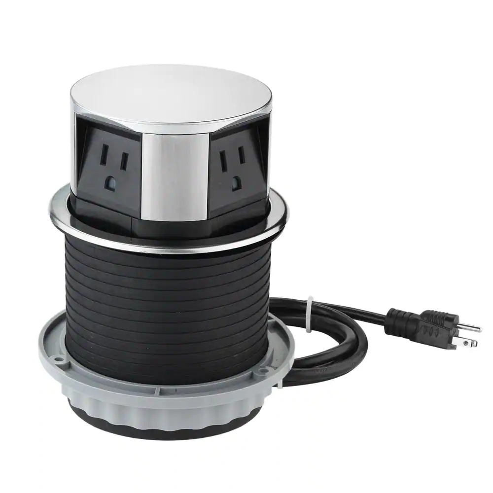 Link2Home Space Saver Pop Up-Outlet, 3 Power Outlets 15 Amp, 2 USB Ports 2.4 Amp, Overload Protection, Splash Resistant