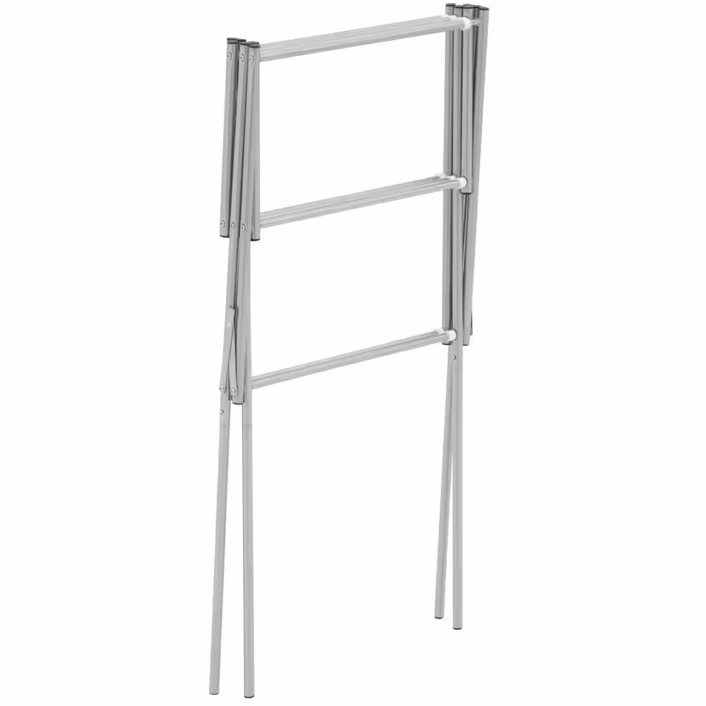 HOUSEHOLD ESSENTIALS 9 Rod Expandable Indoor Laundry Dryer in Satin Silver