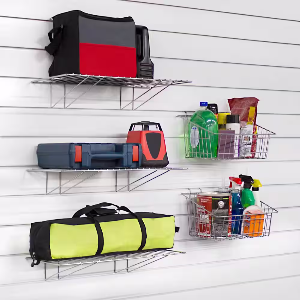 Proslat Slatwall Shelf and Basket Kit (5-Piece)