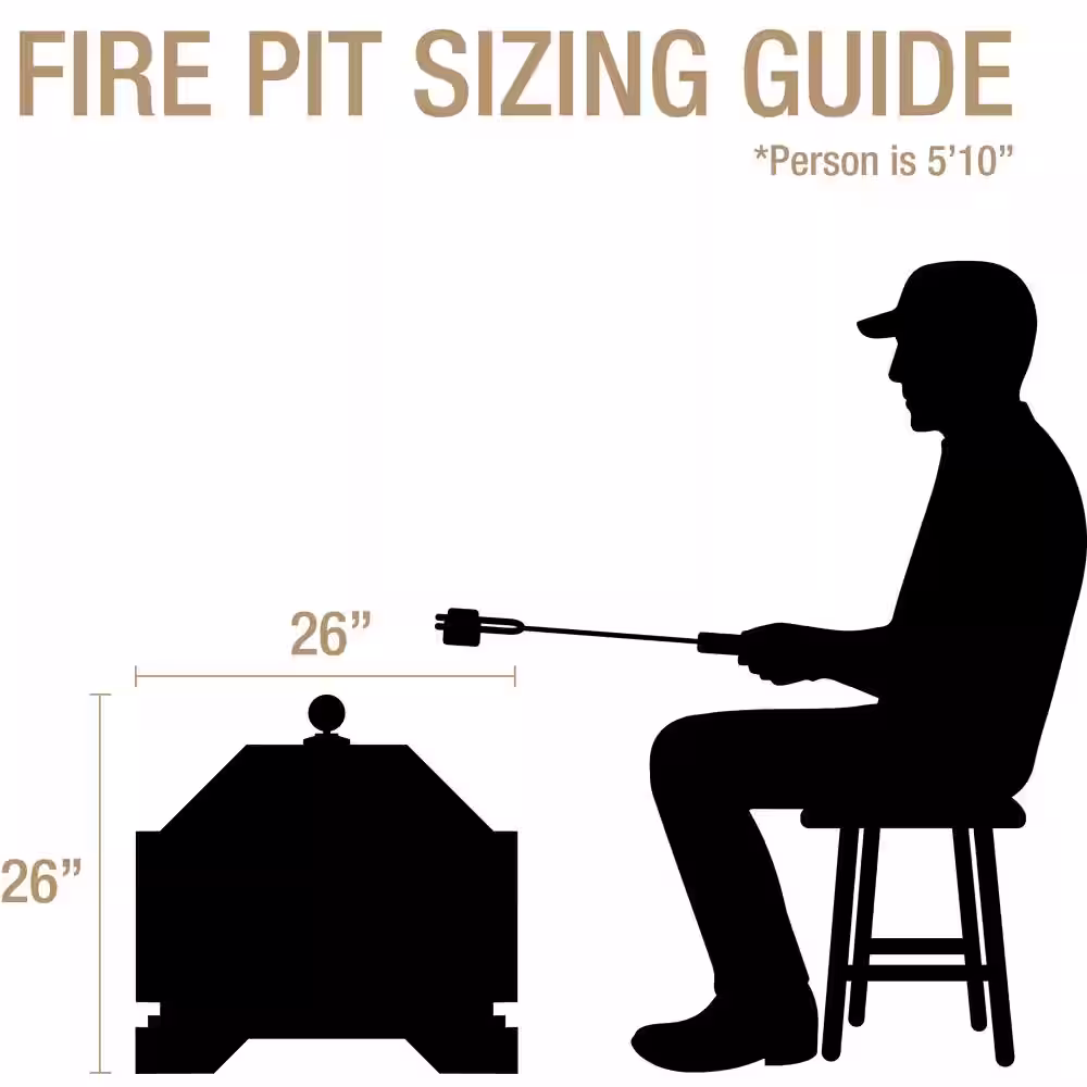 Pleasant Hearth Martin 26 in. x 26 in. Square Deep Bowl Steel Wood Fire Pit in Rubbed Bronze