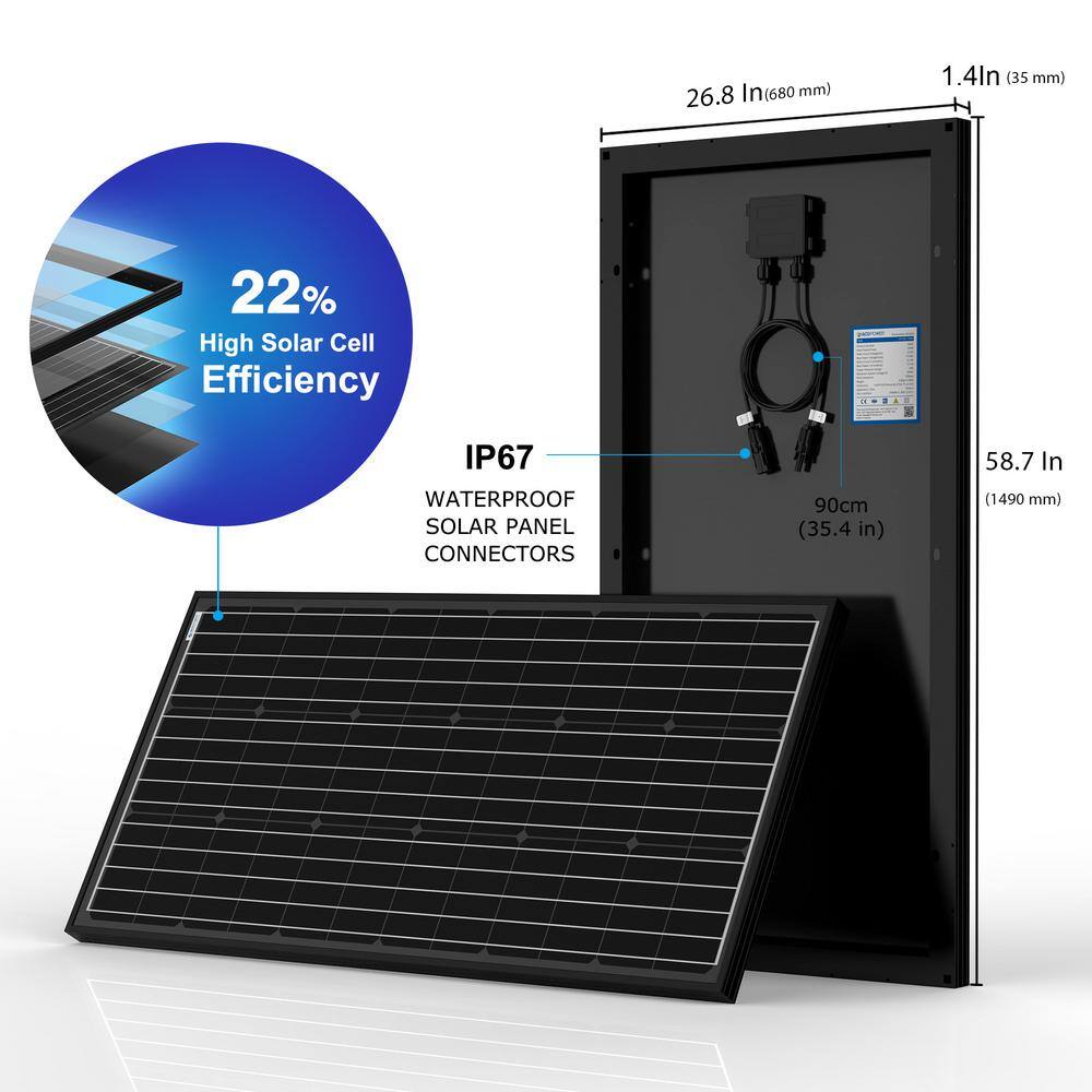 ACOPower 200-Watt Black Monocrystalline OffGrid Solar Power Kit, 1 x 200-Watt Solar Panel with 30A MPPT Charge Controller