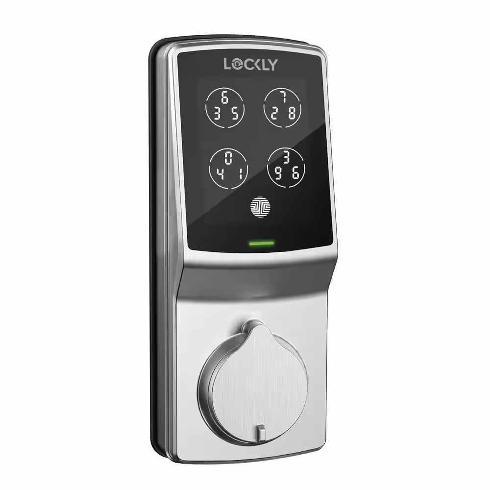 Lockly Secure Pro Satin Nickel Deadbolt WiFi Smart Lock with 3D Fingerprint, Mobile App, Keypad, works with Hey Google/Alexa