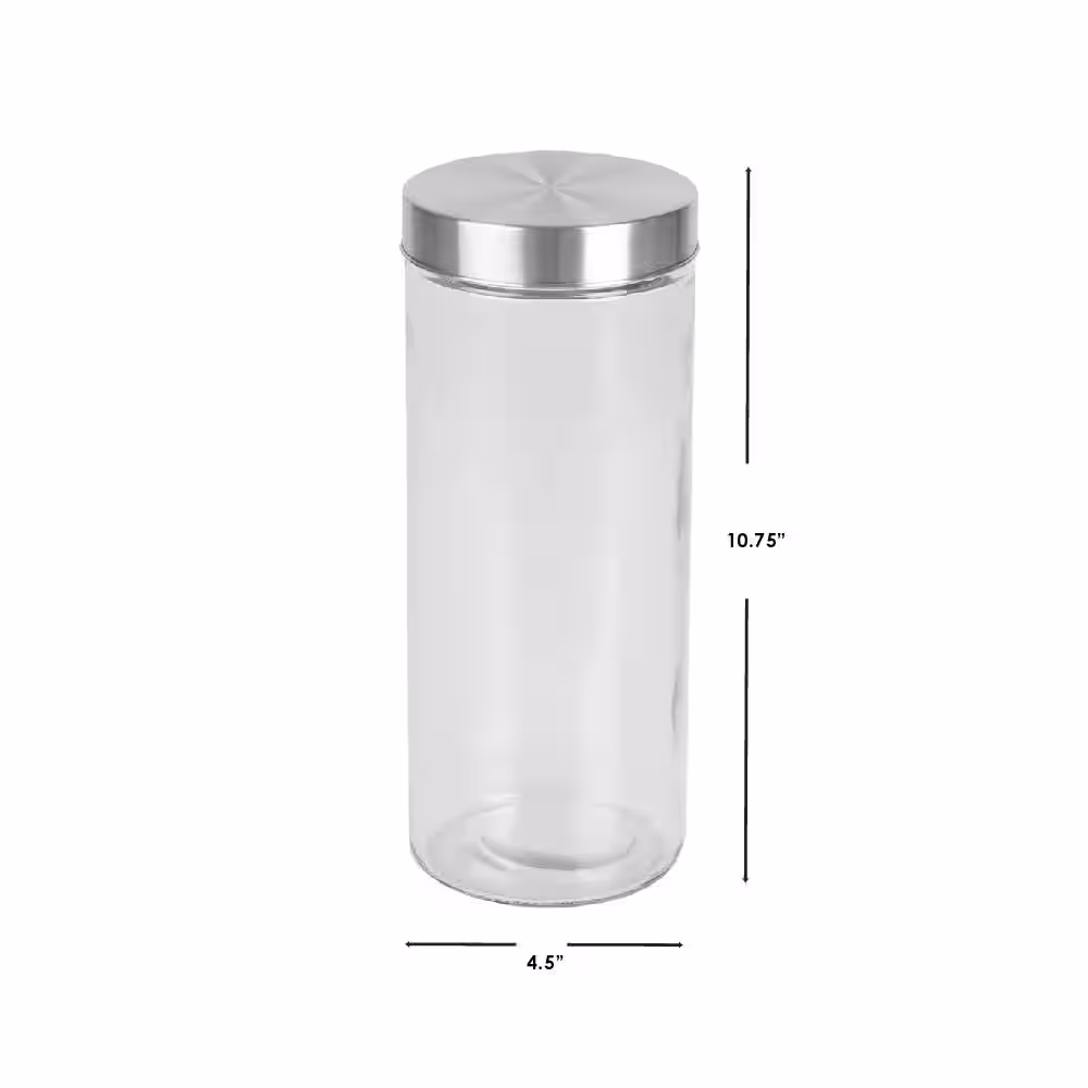 Home Basics 67 oz. X-Large Round Glass Canister With Stainless Steel Lid