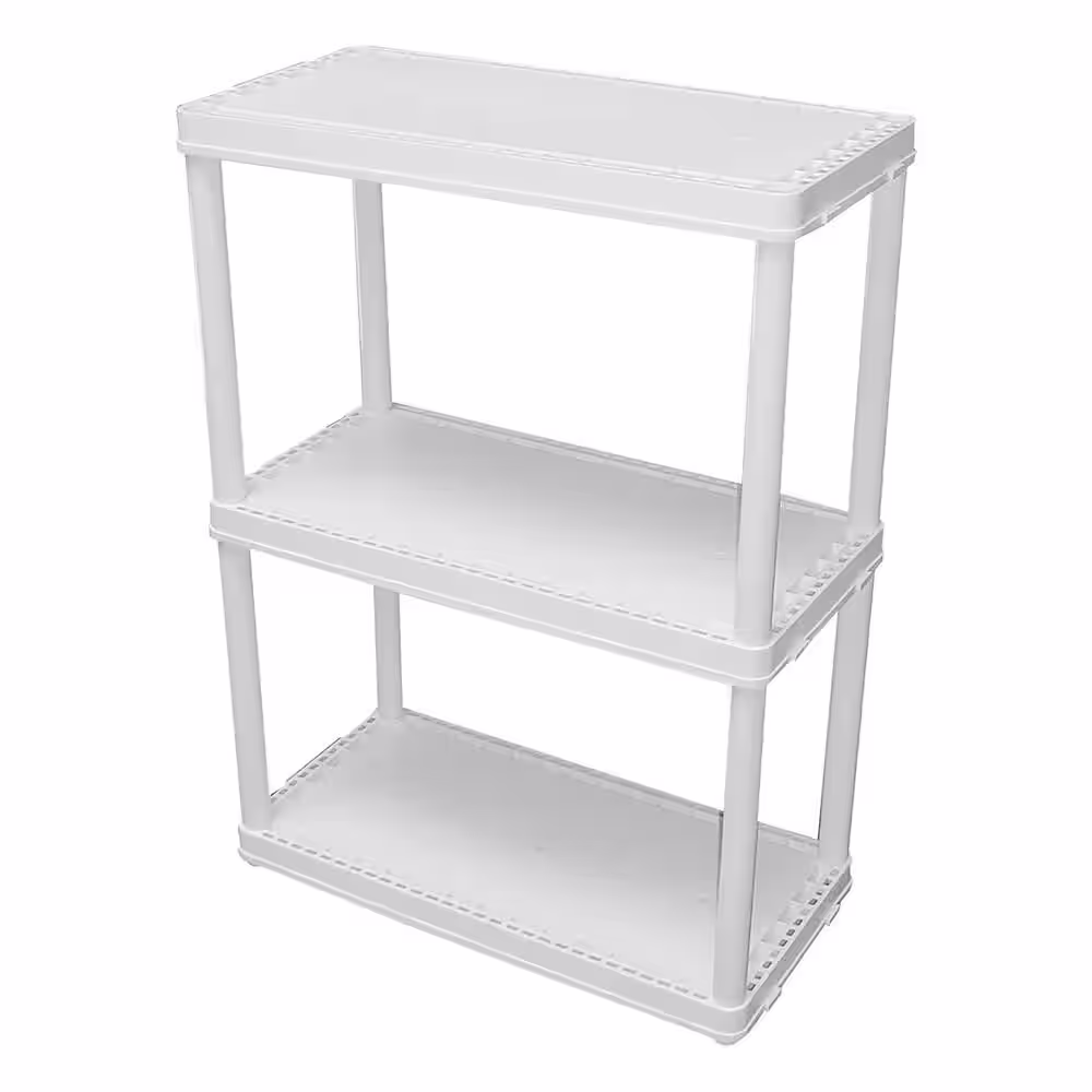 GRACIOUS LIVING 3 Shelf Storage Unit Organizers for Home or Garage, White (3 Pk)