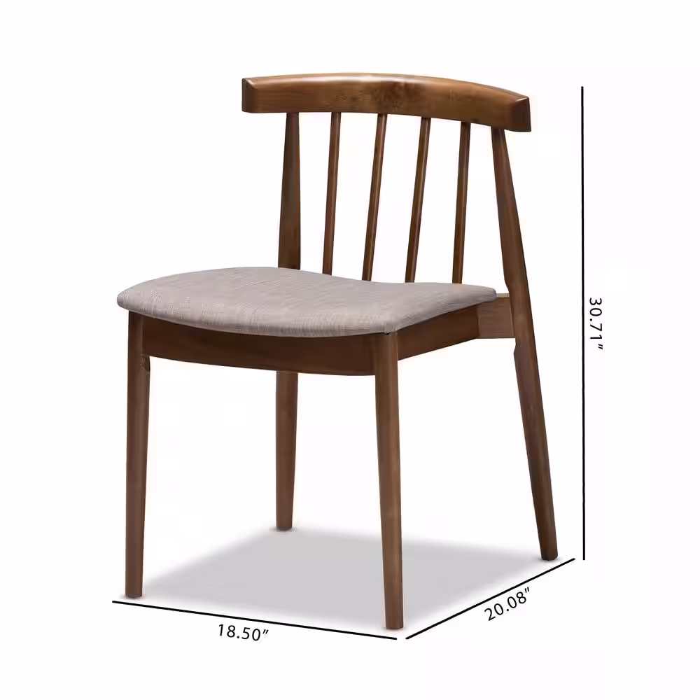 Baxton Studio Wyatt Beige and Walnut Brown Fabric Dining Chair (Set of 2)