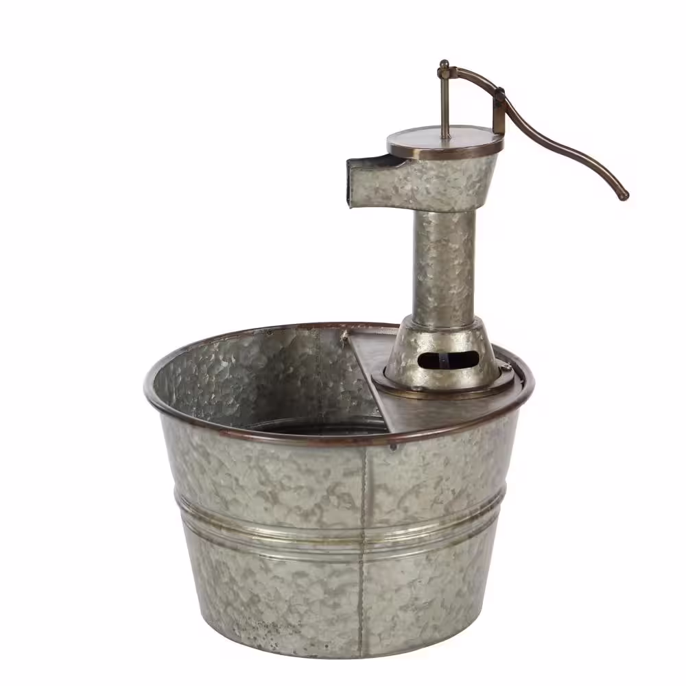 Litton Lane Gray Indoor and Outdoor Fountain with Pump Style Faucet
