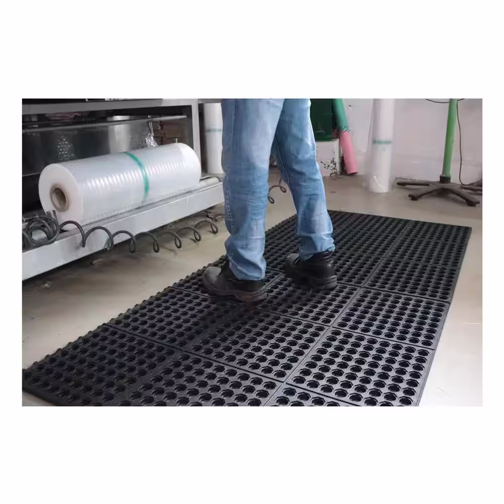 TrafficMaster Black 36 in. x 36 in. Rubber Anti-Fatigue Comfort Mat