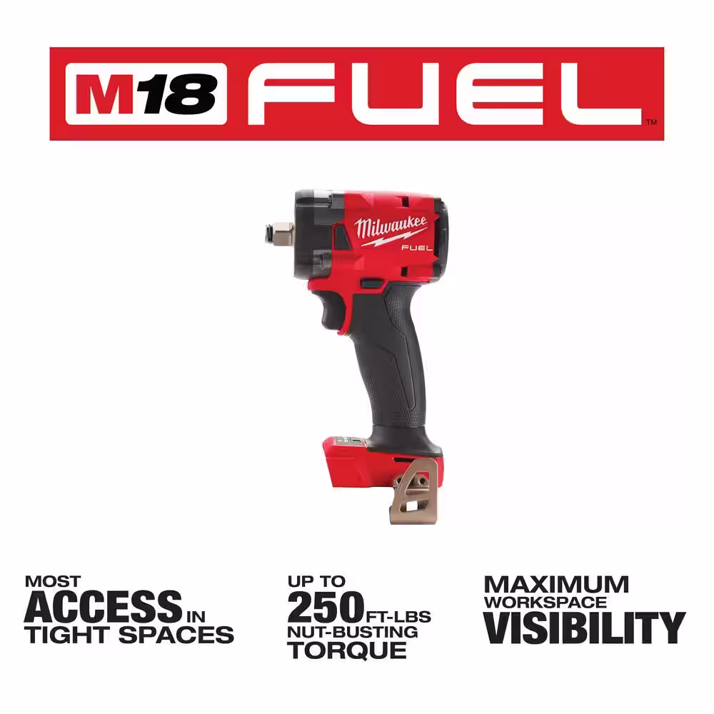 Milwaukee M18 FUEL GEN-3 18V Lithium-Ion Brushless Cordless 1/2 in. Compact Impact Wrench with Friction Ring (Tool-Only)