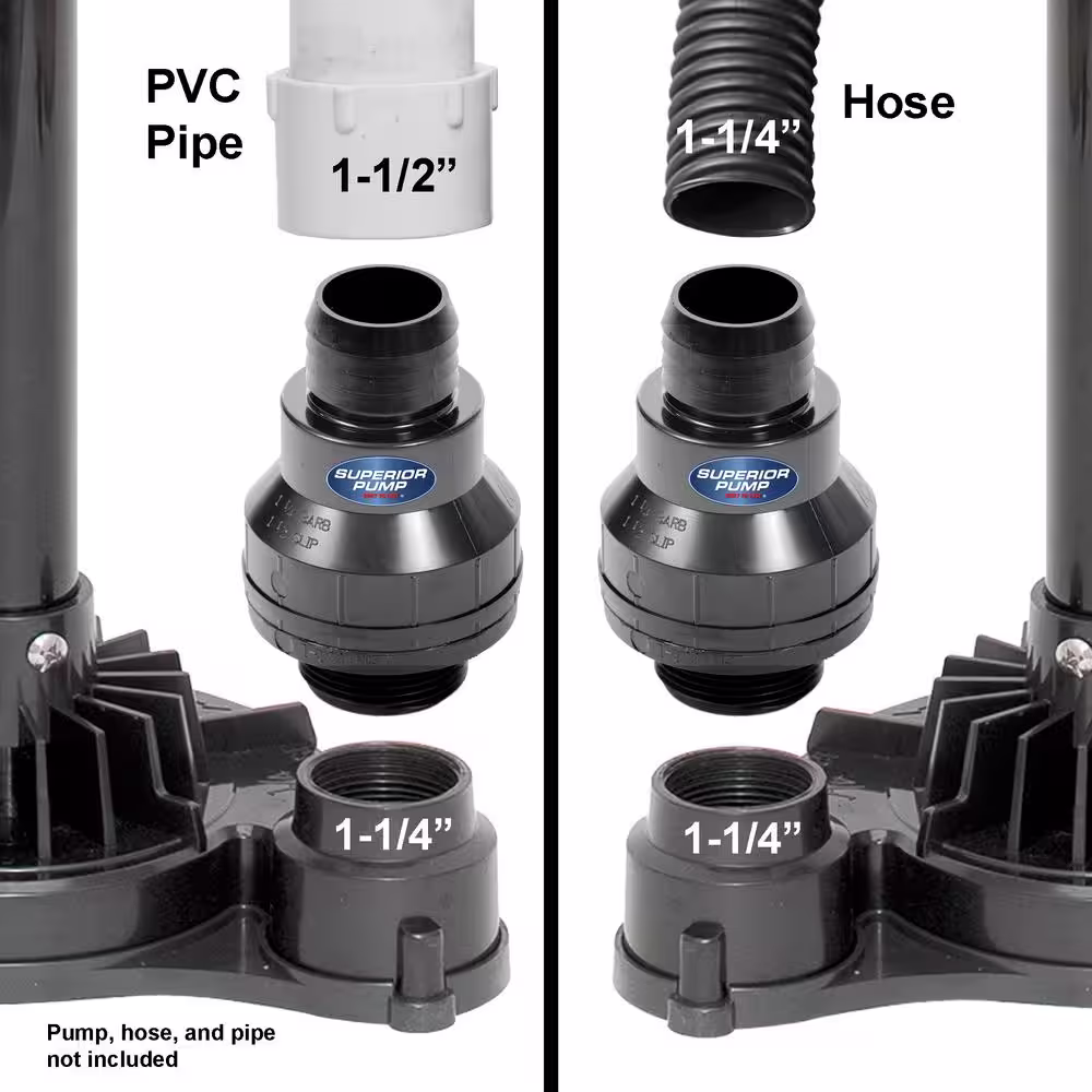 Superior Pump 99507 1-1/4 in. MPT x 1-1/4 in. Barb or 1-1/2 in. Slip ABS Check Valve