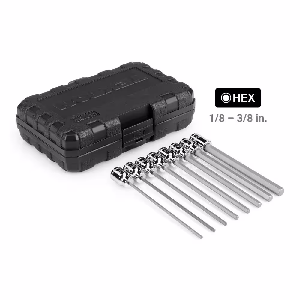 TEKTON 3/8 in. Drive Long Hex and Torx Bit Socket Set (1/8-3/8 in., 3-10 mm, T10-T60) (31-Piece)