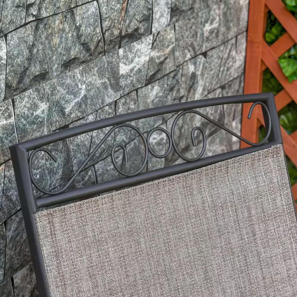 Outsunny 3-Piece Brown Metal Outdoor Glider Chairs with Coffee Table, Patio Rocking Chair Swing