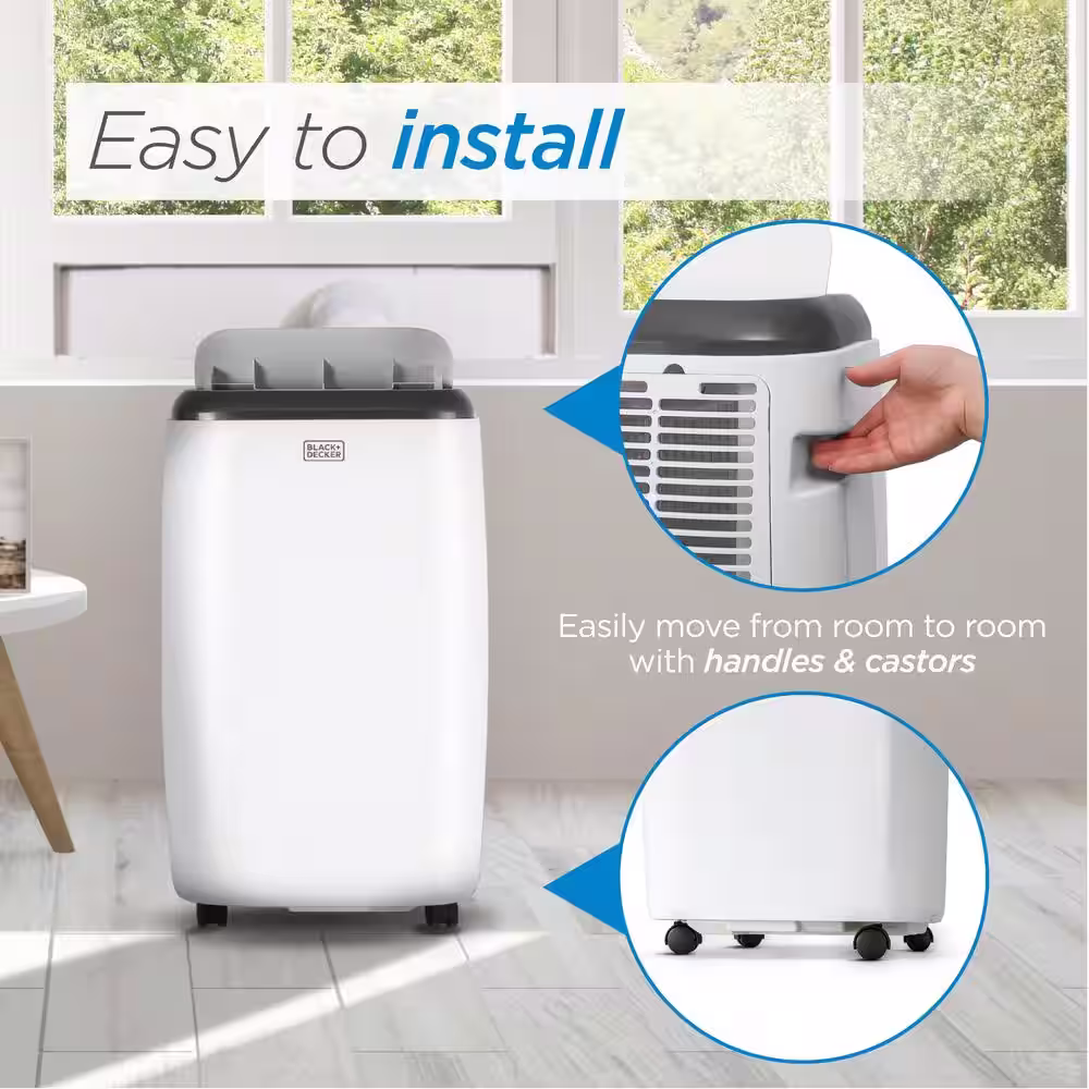 BLACK+DECKER 14,000 BTU 10,000 BTU (SACC, CEC) Portable Air Conditioner with Double Motor Dehumidifier and Remote, White