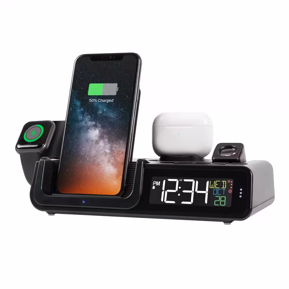 La Crosse Technology Wattz 2.0 Projection 10-Watt Wireless Charging Alarm Clock with Docking Station