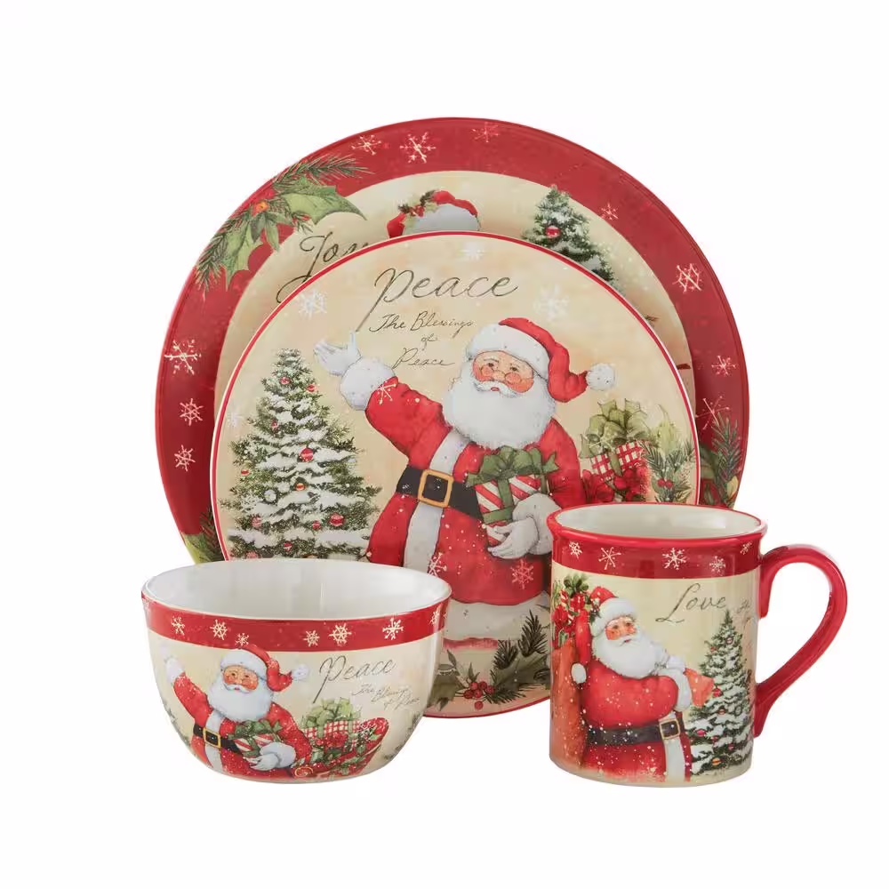Certified International Holiday Wishes 16-Piece Seasonal Assorted Colors Ceramic Dinnerware Set (Service for 4)
