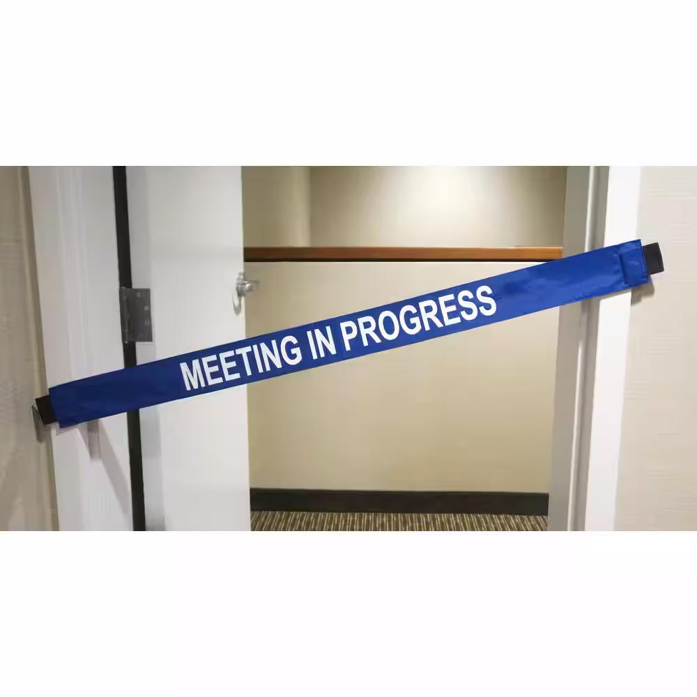 Magnetic Door Barrier Nylon Meeting in Progress Door Banner with Magnetic Ends fits Up To A Standard 36 in. W doorway