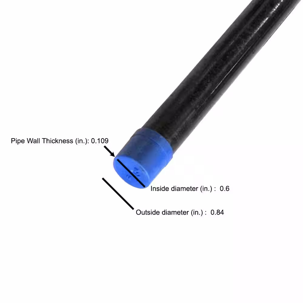 VPC 1/2 in. x 72 in. Black Steel Schedule 40 Cut Pipe