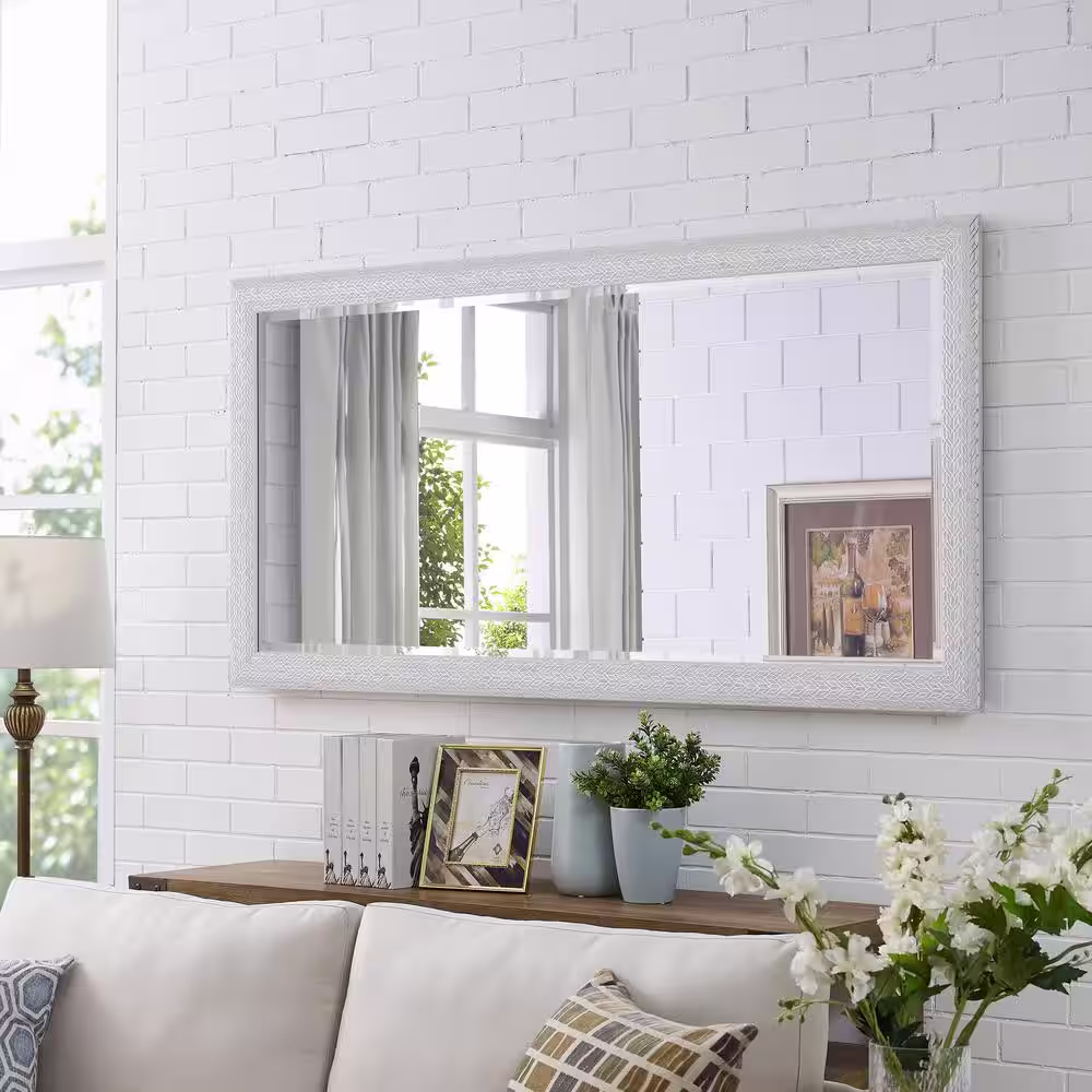 HOMESTOCK 32 in. W x 66 in. H Silver Mid-Century Full Length Mirror for Home, Full Body Mirror Rectangle Large Mirror Wall Mirror