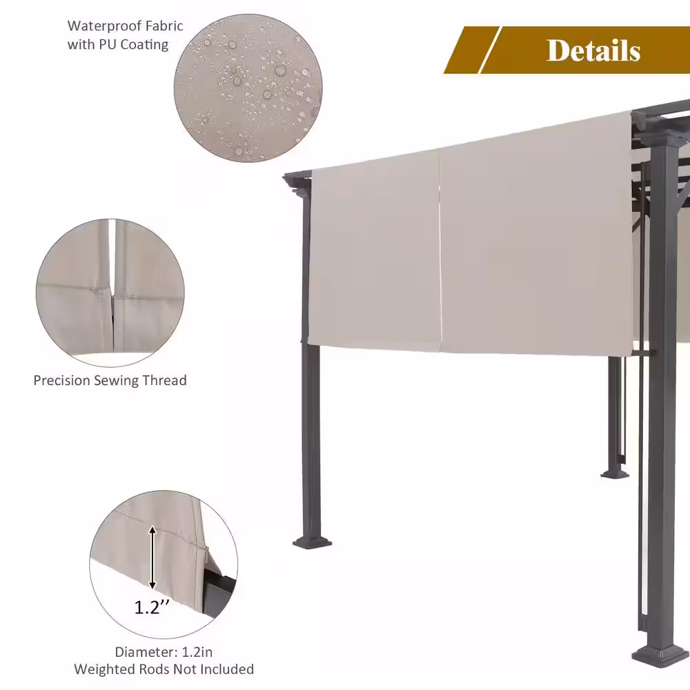 None 10 ft. x 10 ft. Metal Frame Patio Gazebos in Beige