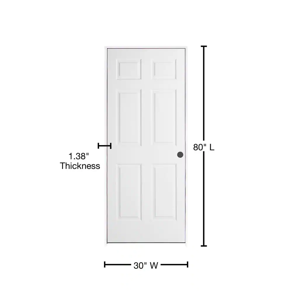 JELD-WEN 30 in. x 80 in. 6 Panel Colonist Primed Left-Handed Textured Molded Composite Single Prehung Interior Door