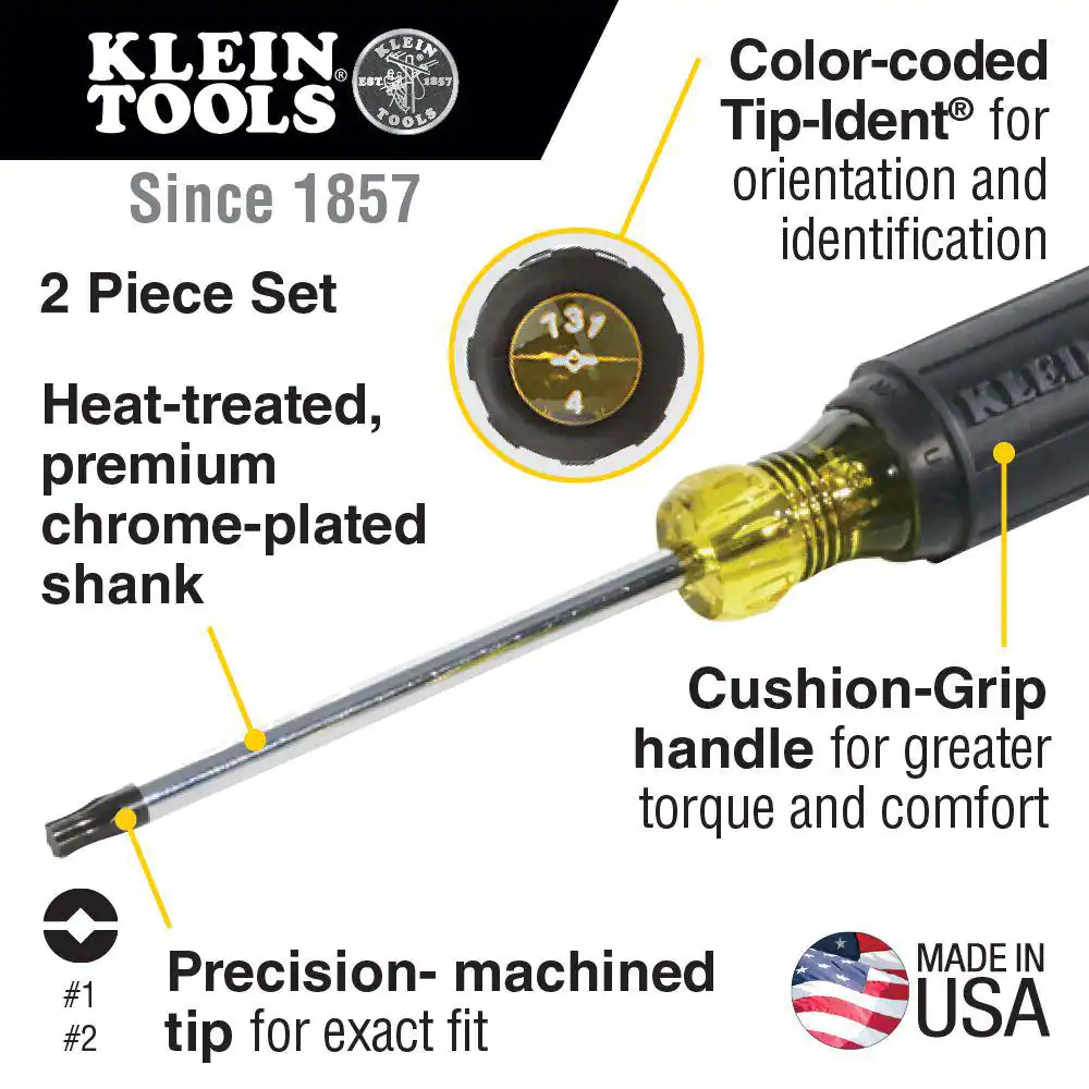 Klein Tools 2-Piece Combination Tip Screwdriver Set- Cushion Grip Handles