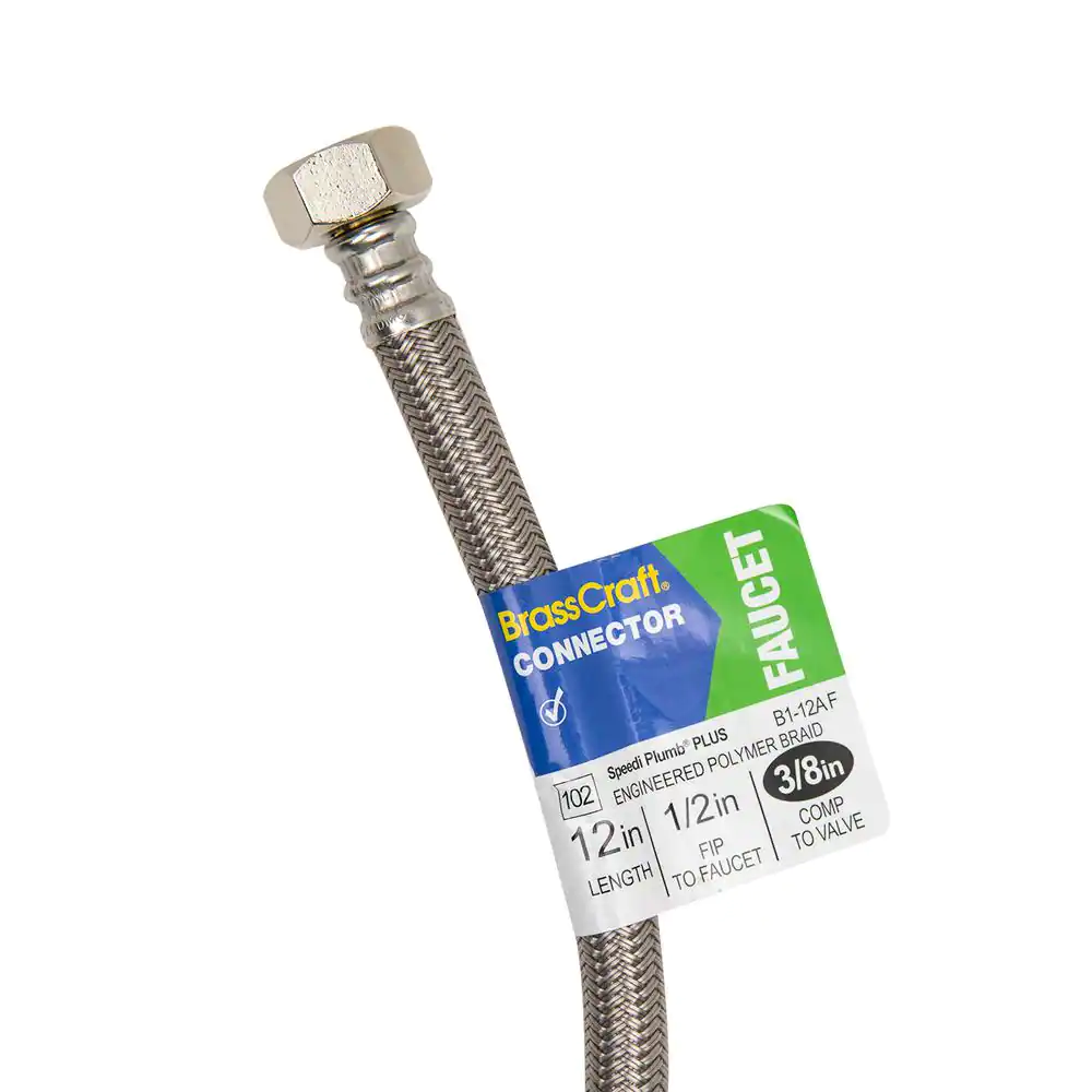 BrassCraft 3/8 in. Compression x 1/2 in. FIP x 12 in. Braided Polymer Faucet Supply Line
