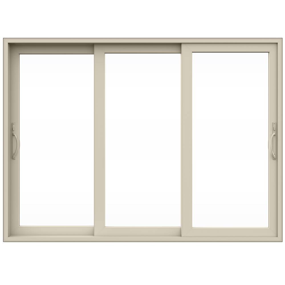 JELD-WEN V4500 Multi-Slide 105 in. x 80 in. Universal Handing Low-E Desert Sand Vinyl 3-Panel Prehung Patio Door