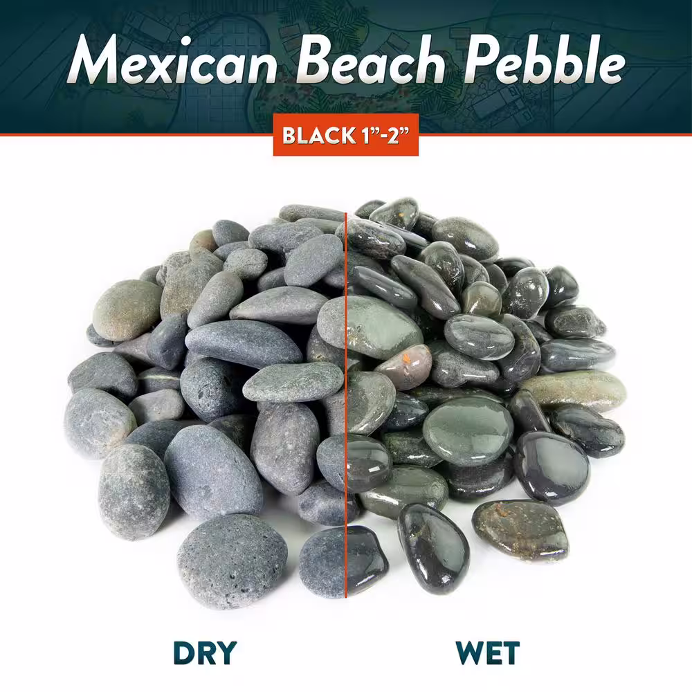 Southwest Boulder & Stone 21.6 cu. ft., 3 in. to 5 in. 2000 lbs. Black Mexican Beach Pebble Smooth Round Rock for Garden and Landscape Design