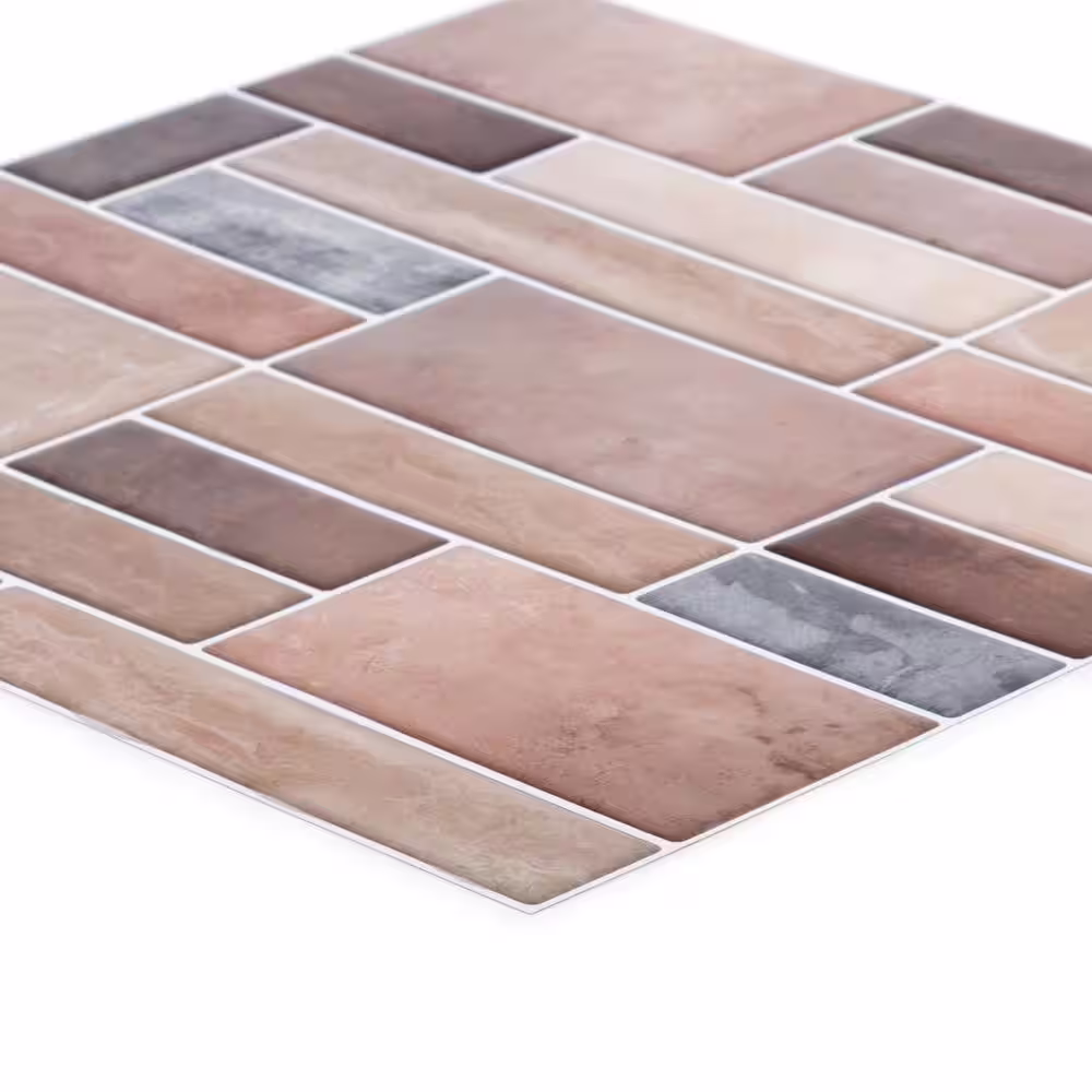 None Self-Adhesive Marble Look Subway Beige 10 in. x 10 in. Peel and Stick Wall Tiles 10 in. x 10 in.
