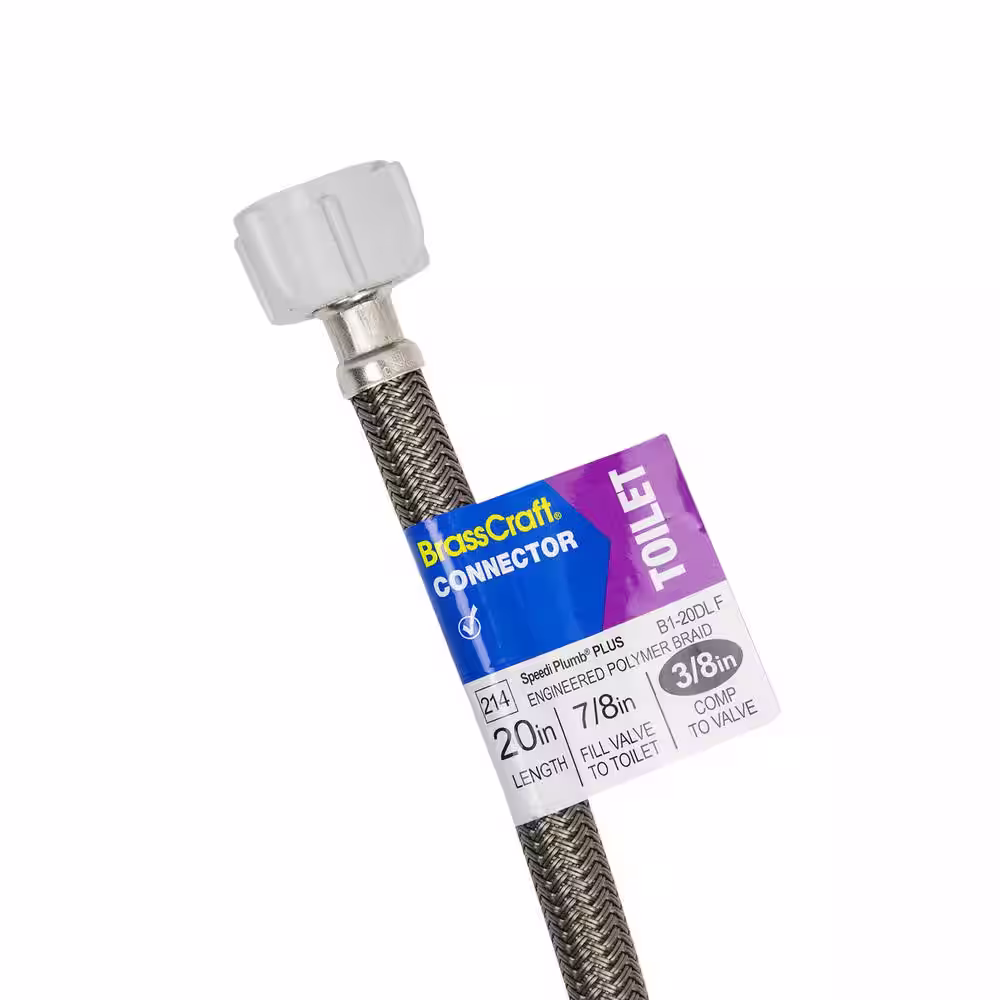 BrassCraft 3/8 in. Compression x 7/8 in. Ballcock Nut x 20 in. Braided Polymer Toilet Supply Line