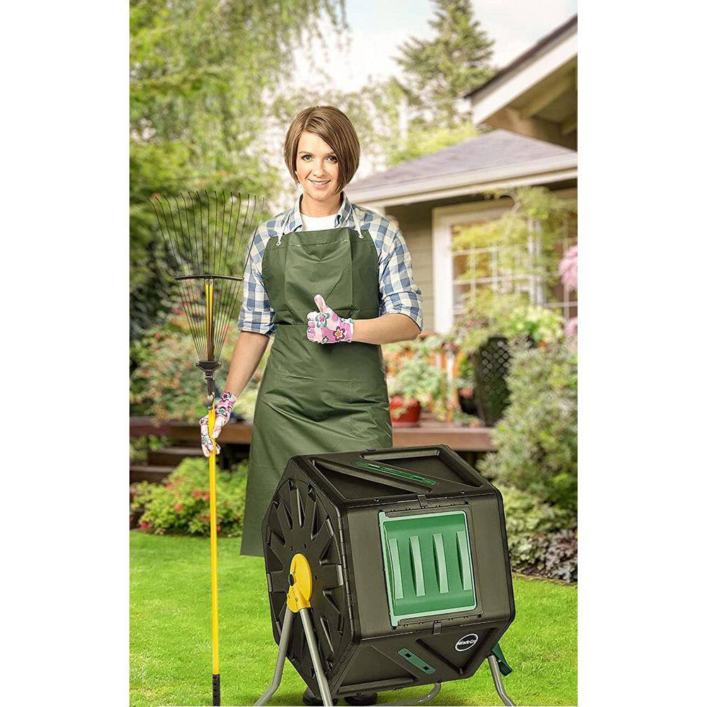 None 27.7 Gal. Outdoor Garden Compost Bin Heavy-Duty UV Resistant Tumbler Composter (Black)