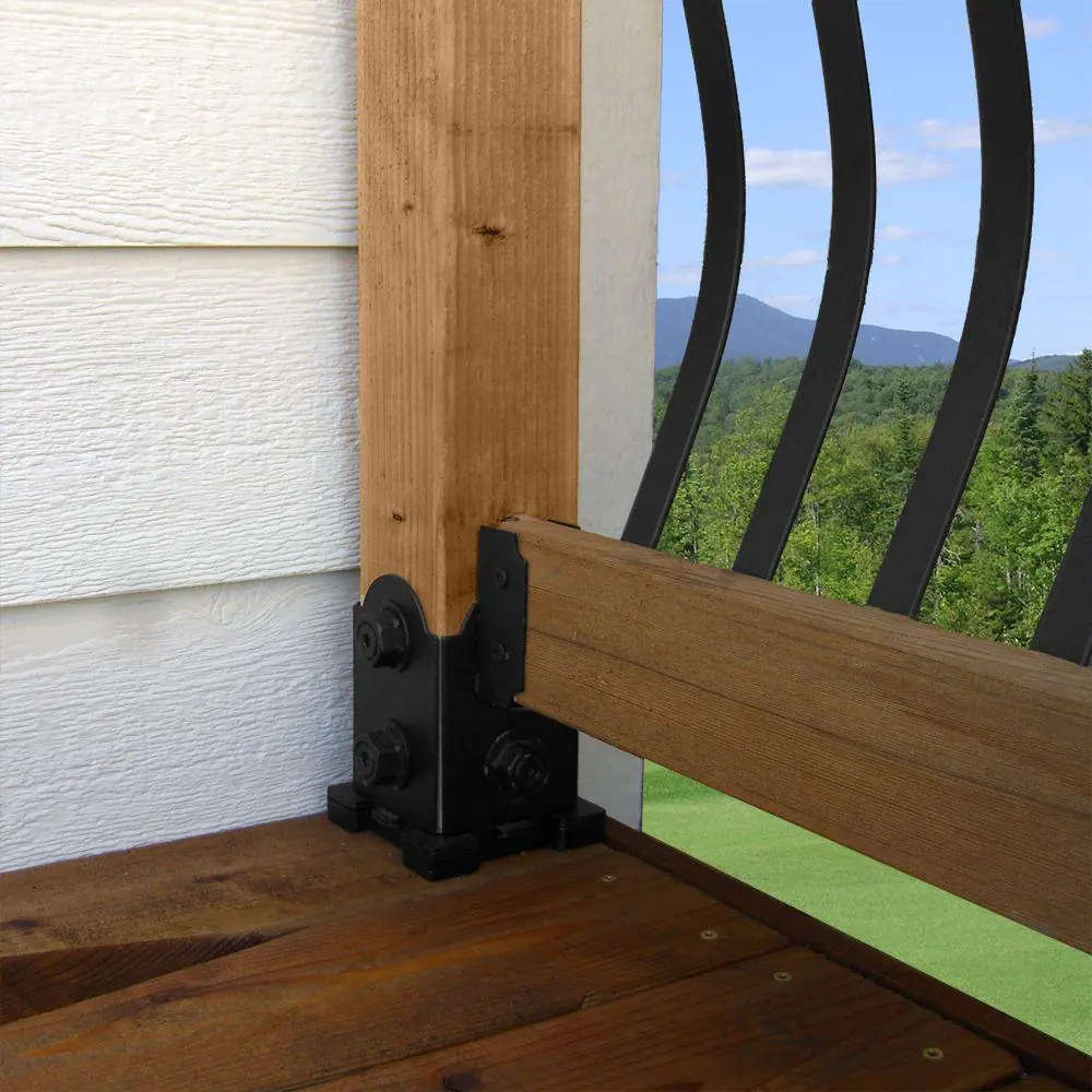 OWT Ornamental Wood Ties OWT (Ornamental Wood Ties) Laredo Sunset 4 in. x 4 in. Bulk Galvanized Steel Post Base with Single Rail Saddle