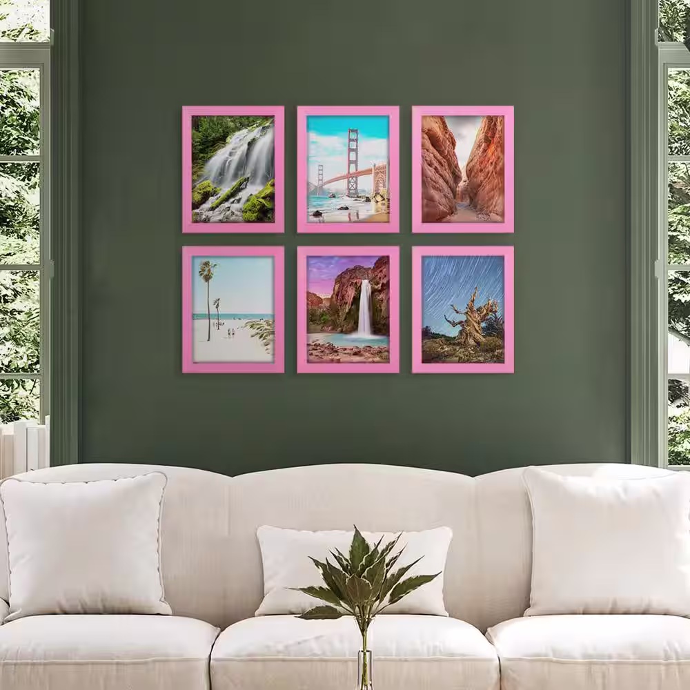 None Textured 8 in. x 10 in. Pink Picture Frame (Set of 6)