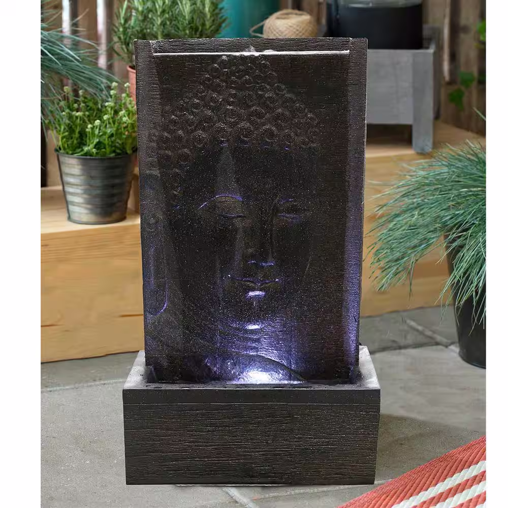 None Buddha Cascade Wall Fountain with Light